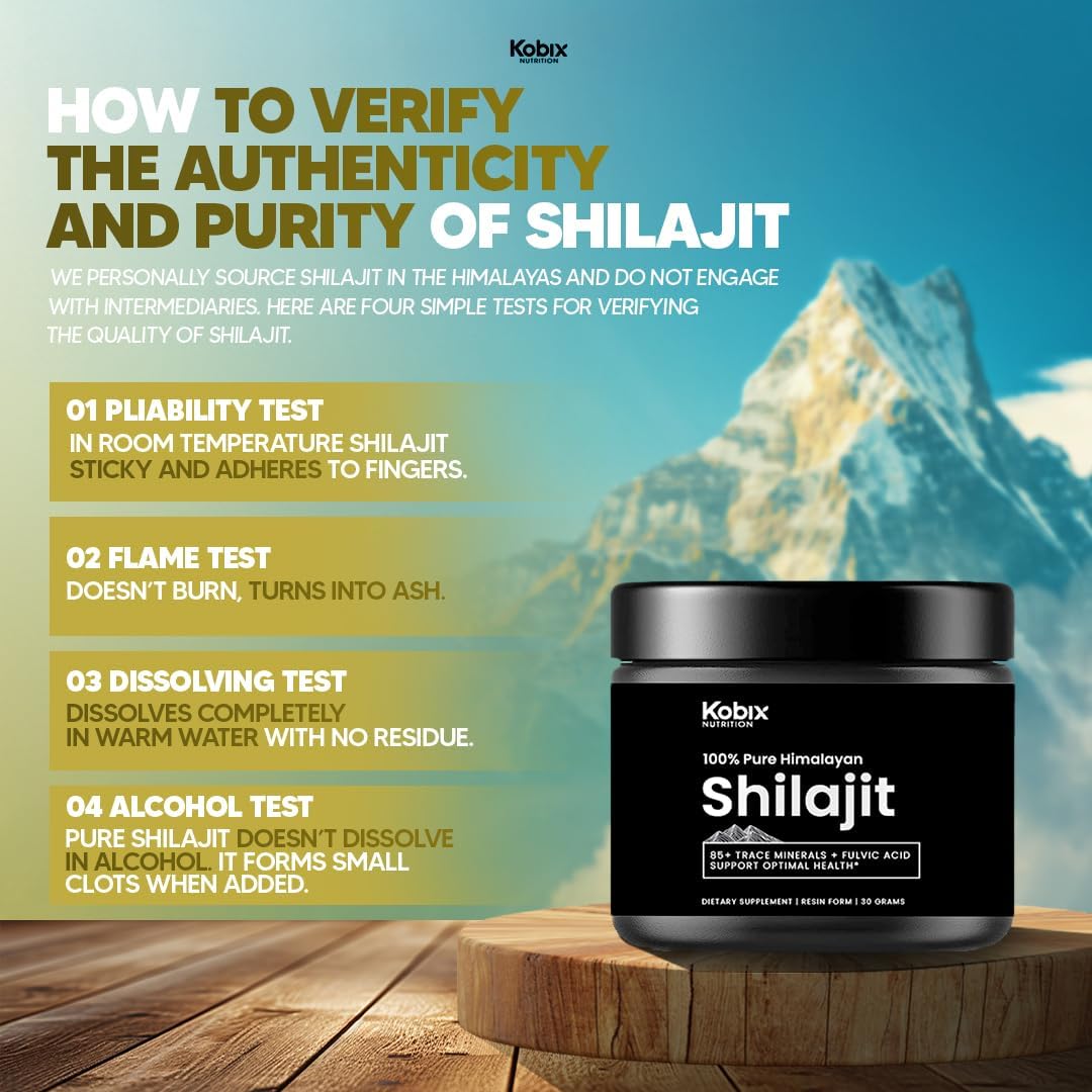 Kobix Pure Himalayan Shilajit Resin with 85+ Trace Minerals Humic & Fulvic Acid